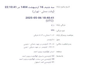 زمين لرزه 3 و يک دهم ريشتري در ياسوج