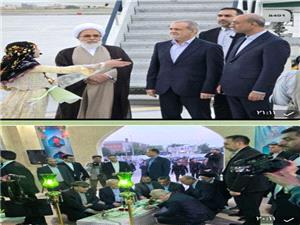 فرزند شهيد محمدي در فرودگاه شهيد اشرفي از رئيس جمهور استقبال کرد